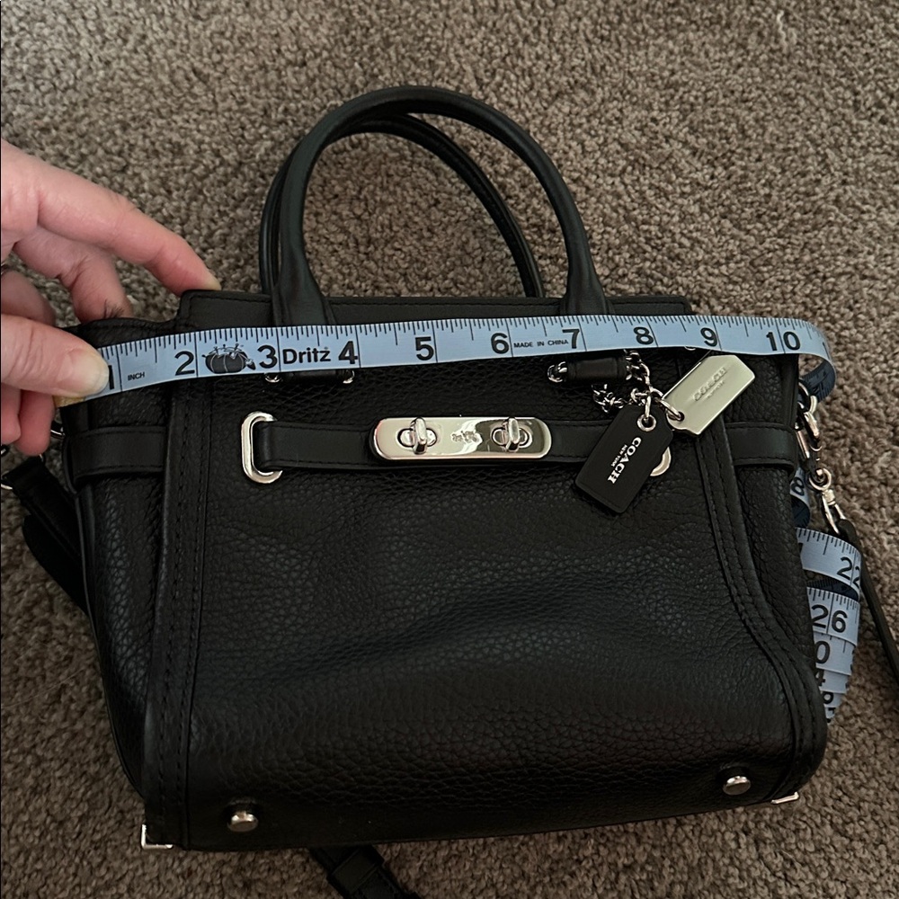 Coach Black Pebbled Leather Mini Satchel with Silver Hardware - Picture 5 of 7